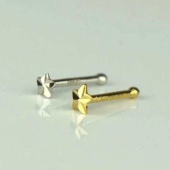COPY - 14K White or Yellow Gold Stud Nose Ring Star Body Jewelry Piercing For A… - Picture 4 of 5